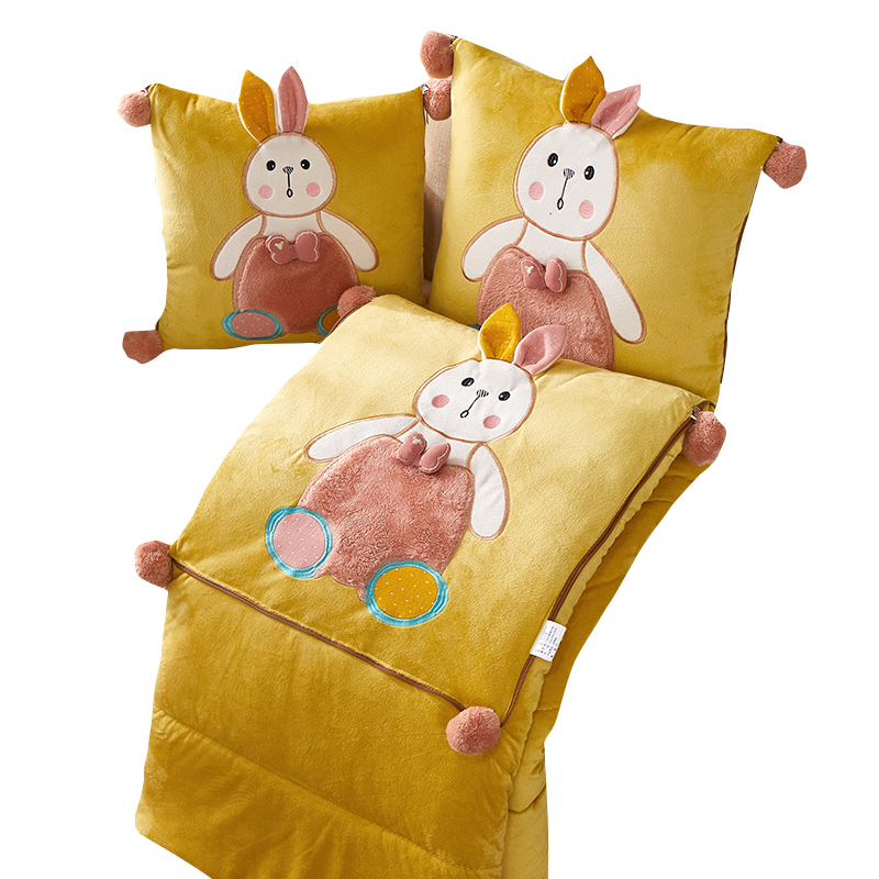 抱枕被加厚两用办公室盖毯水晶绒保暖汽车靠垫沙发午休二合一毛毯