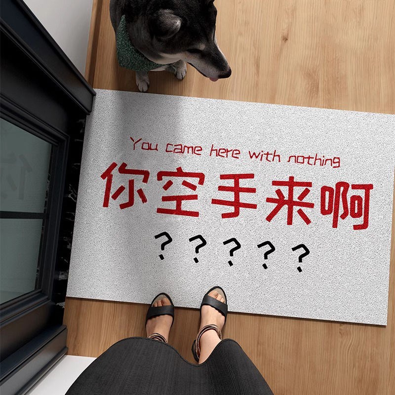 你空手来啊丝圈地垫趣味创意入户门防滑地毯蹭土耐磨进门门垫新款