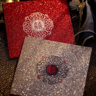 喜帖结婚请柬 创意中国风个性定制照片中式婚礼请帖免费打印