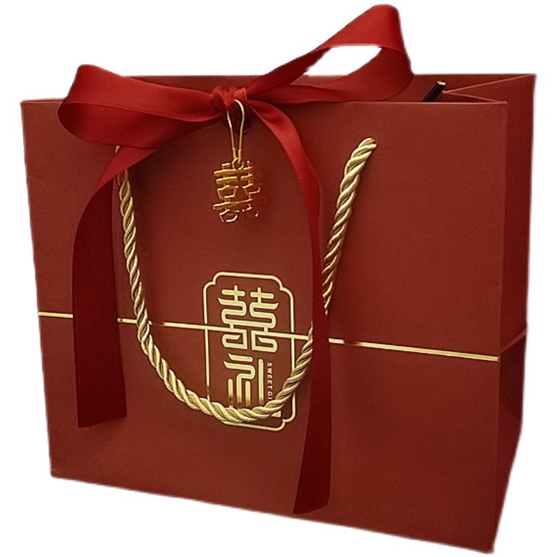 新款结婚手提袋手拎袋伴娘回礼袋中国风婚礼伴手礼袋子中式喜糖盒
