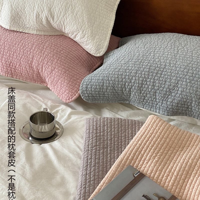 韩国80支绗缝被砂洗床盖单件全棉纯棉夹棉床单多功能夏季夏凉被