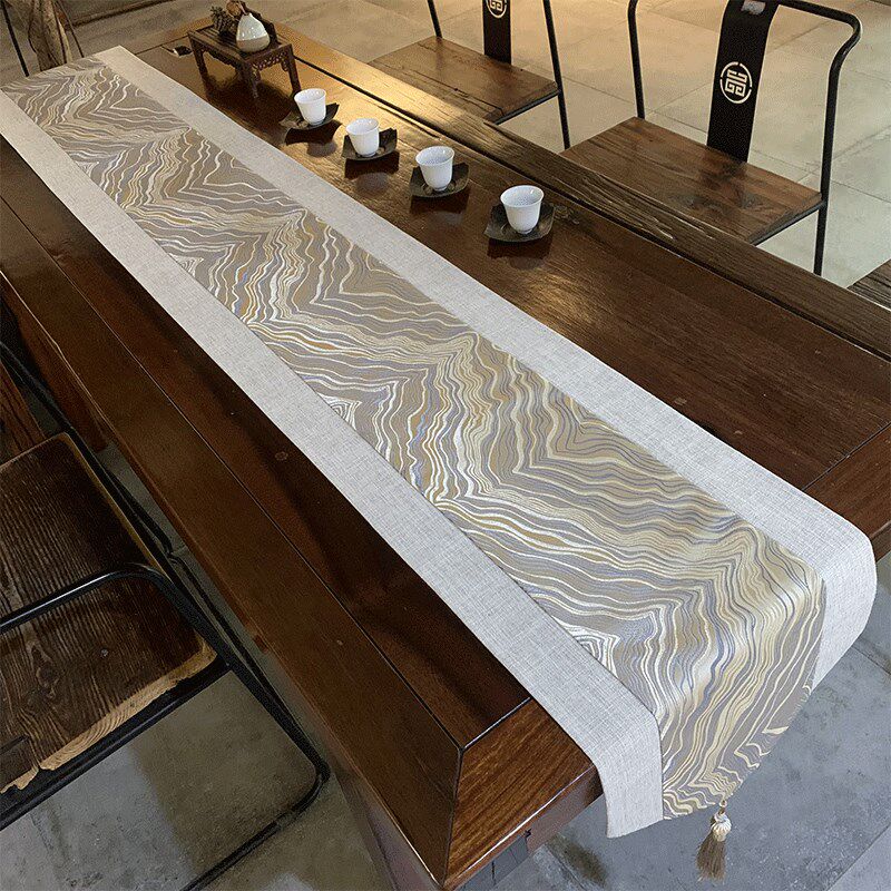 新中式禅意桌旗桌布餐桌电视柜茶台茶几茶席轻奢茶旗茶桌高端垫布