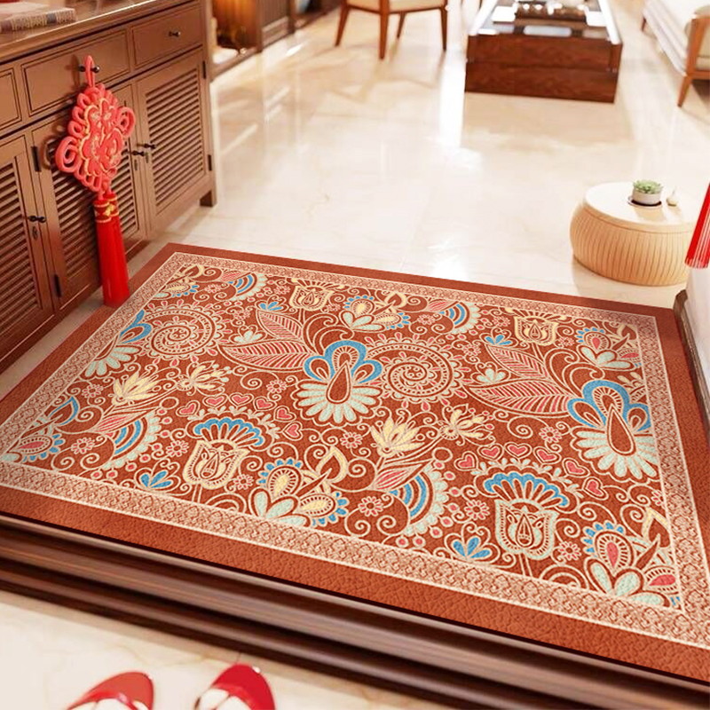 PVC免洗可擦入户门地垫轻奢复古风门垫乔迁结婚进门门口脚垫地毯