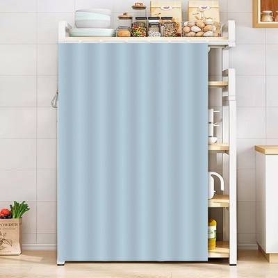 置物货架储物柜防尘遮挡帘书柜遮丑帘子铁架子自粘式滑轨纯色布帘