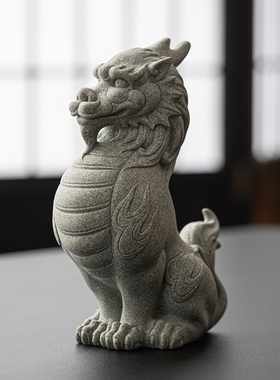 青砂石瑞兽水神兽招财貔貅家居桌面装饰品茶桌茶宠摆件鱼缸造景观