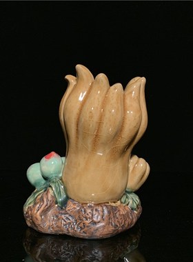 石湾公仔陶瓷佛手小花瓶创意家居客厅电视柜饰品摆件植物工艺礼品