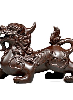 黑檀木雕貔貅摆件实木一对家居客厅电视柜装饰送礼工艺品创意礼品