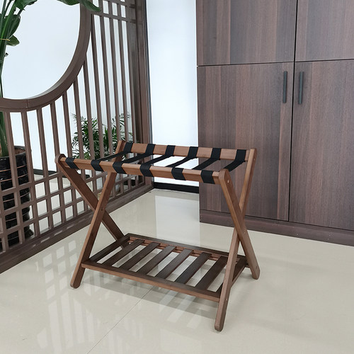 酒店旅行箱行李架楠竹收纳便携置物架双层家用卧室折叠落地储物架