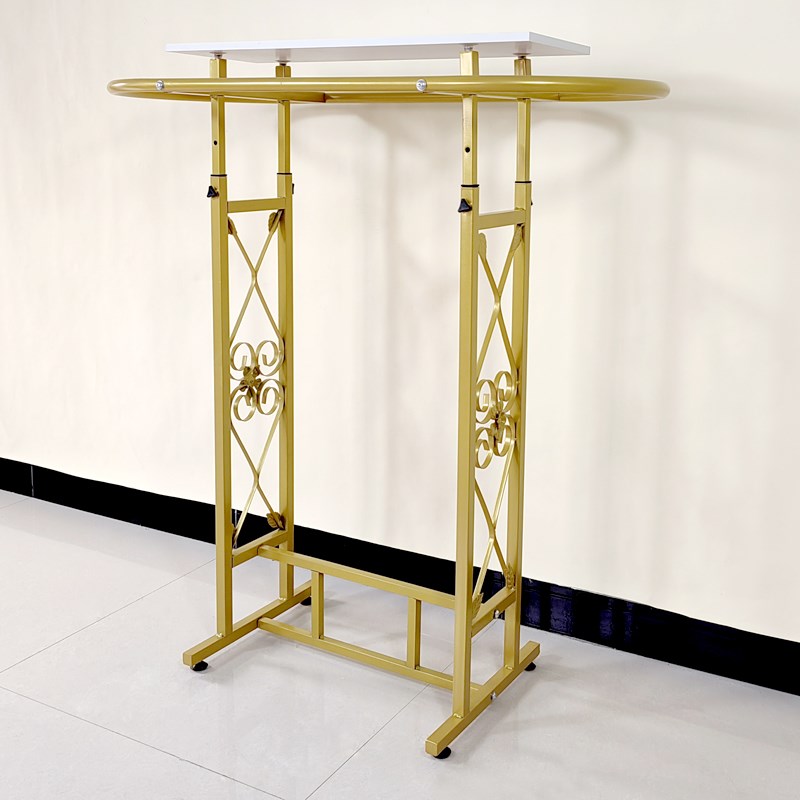 服装店展示架女装店挂衣架货架金色椭圆形落地式侧挂童装店中岛架