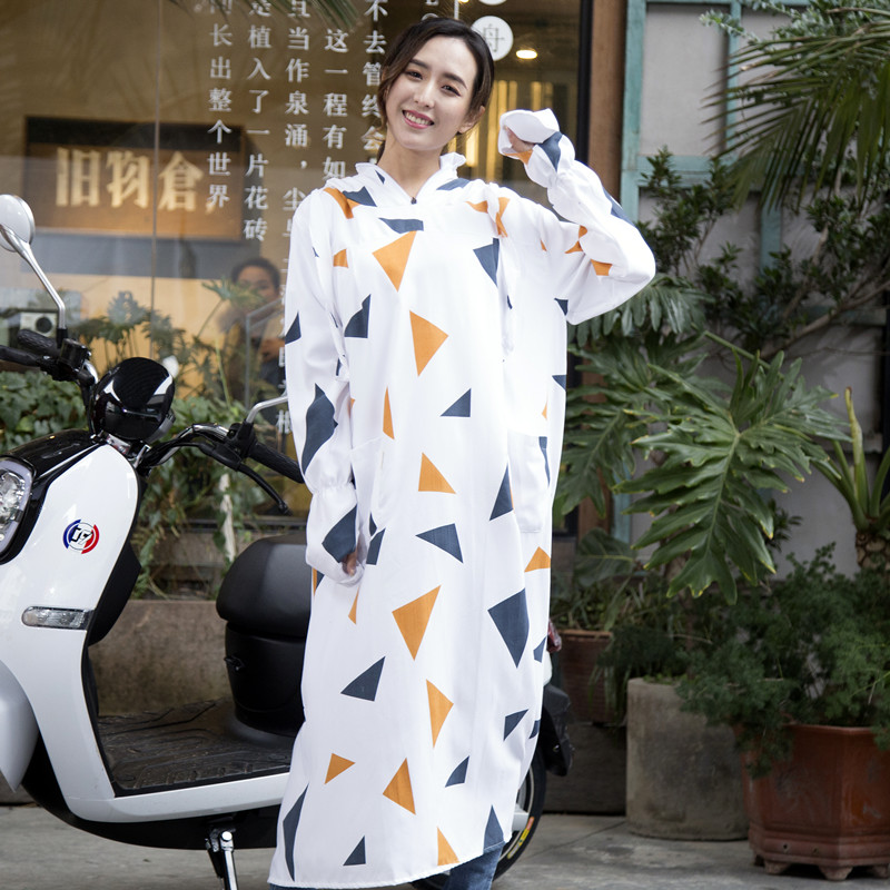 骑车电动摩托车防晒衣透气女夏中长款纯棉防紫外线连帽长袖遮阳衫