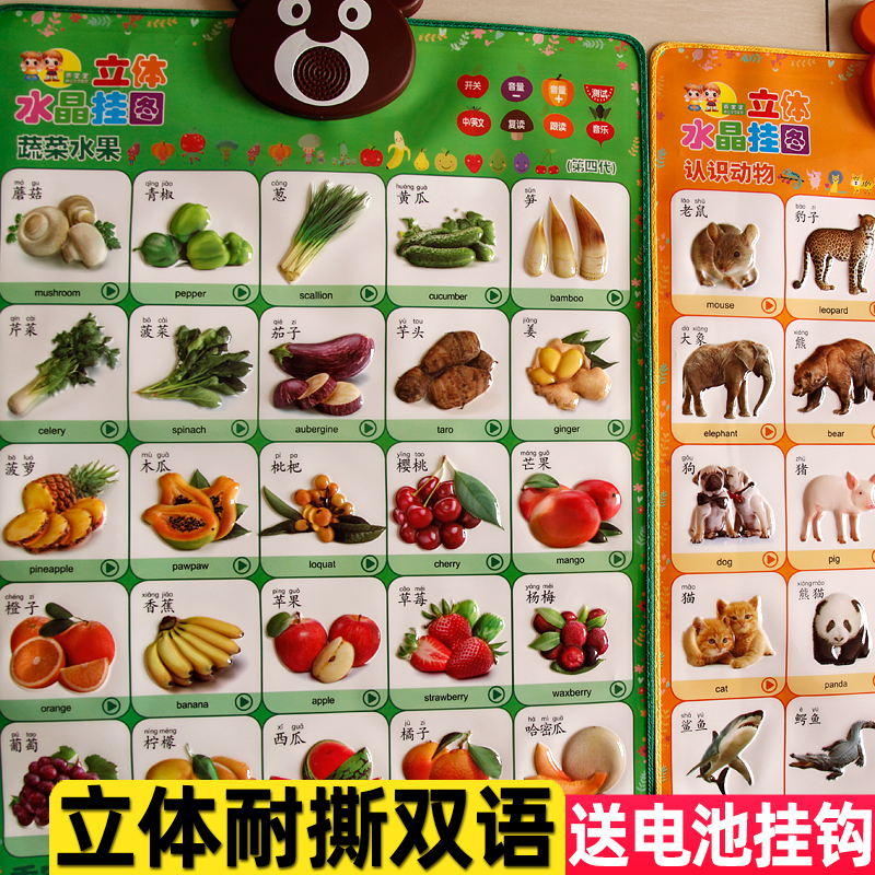 幼儿童有声挂图宝宝早教认知卡片看图识字发声学说话识物拼音数字
