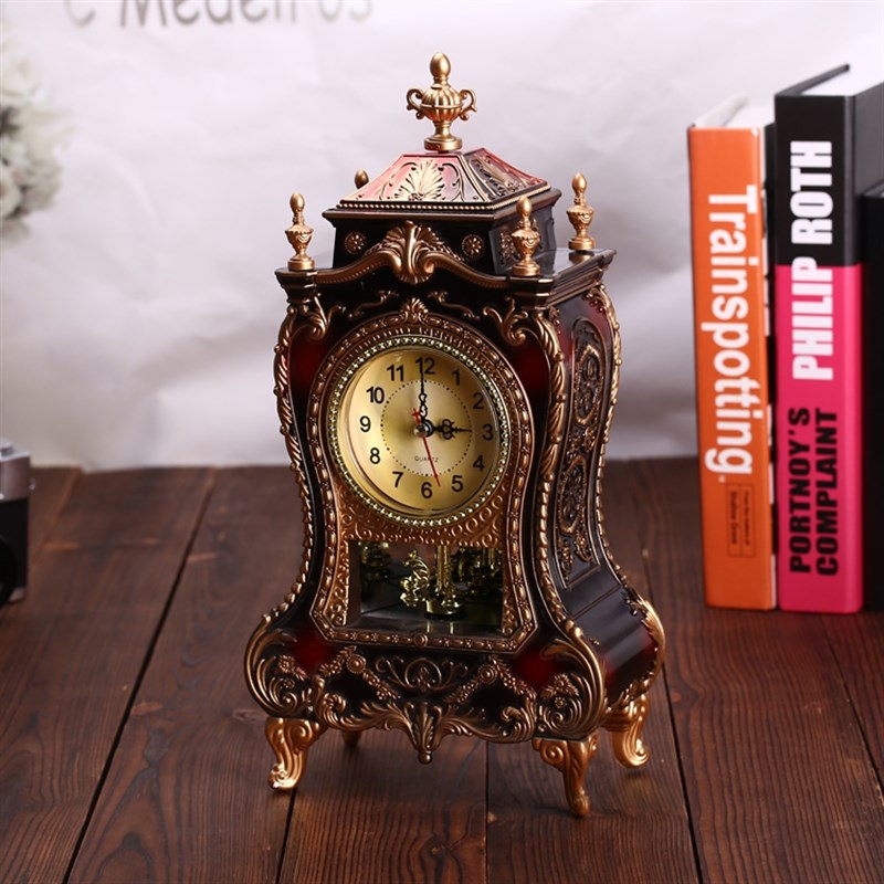热销复古钟表办公桌座钟钟创意钟静音走时整点报时F5