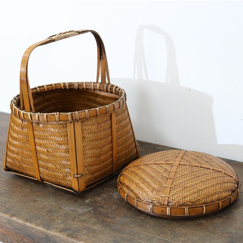 复古篮竹编小提篮水果篮子家用小竹箩竹筐手提篮竹制品手工编筐子