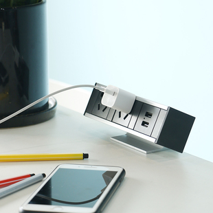 办公桌夹桌插座 带2U充电电话插座 定制多功能五孔插座