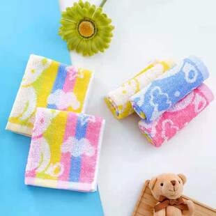 全棉幼儿园图案方巾吸水带挂钩小毛巾童巾擦脸巾洗手赠品劳保回礼