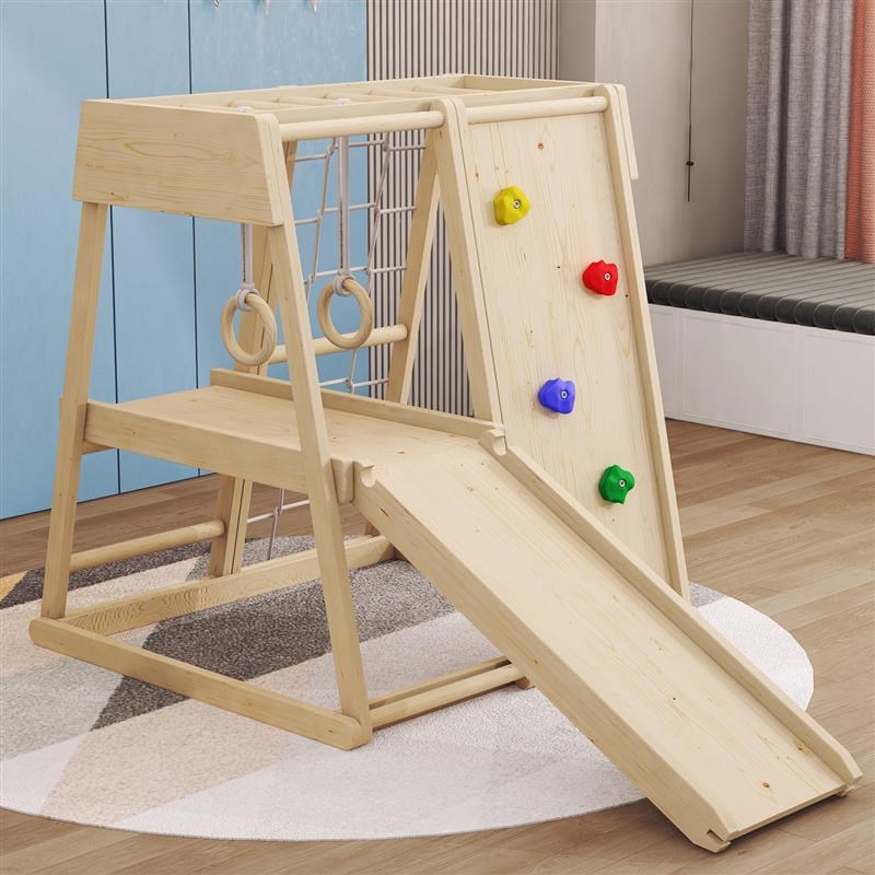 幼儿迷你攀爬架儿童室内实木家用小型游乐园滑滑梯秋千攀岩
