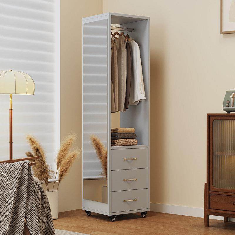 穿衣镜全身镜一体衣架卧室旋转收纳镜子试衣镜多功能玄关镜落地镜