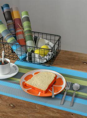 一条条纹的Teslin西餐垫，欧式风格可访问的豪华Pvc绝缘餐桌，餐