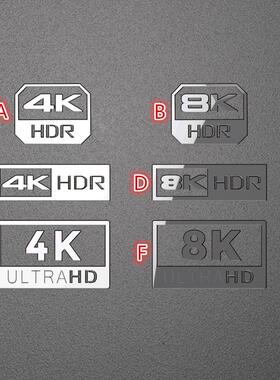 高清4k8k金属贴logoHDR贴纸10809视频认证播放器电视显示器电脑贴