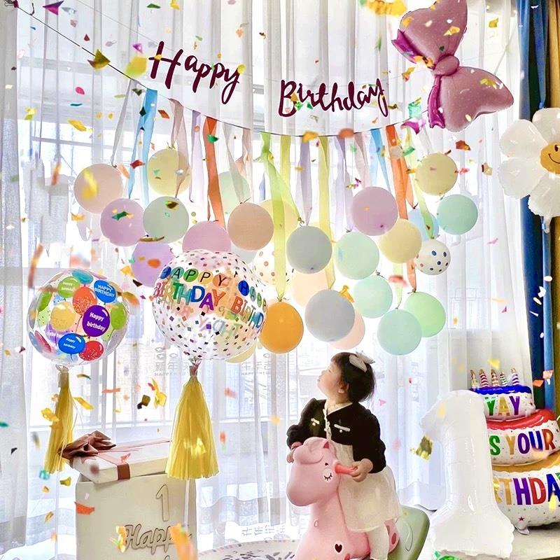 儿童周岁生日气球场景布置装饰品宝宝男孩女孩家庭仪式感拍照道具