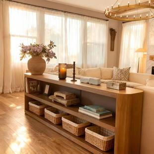 中古风实木入户玄关桌复古风沙发背几靠背桌客厅装饰收纳长条案