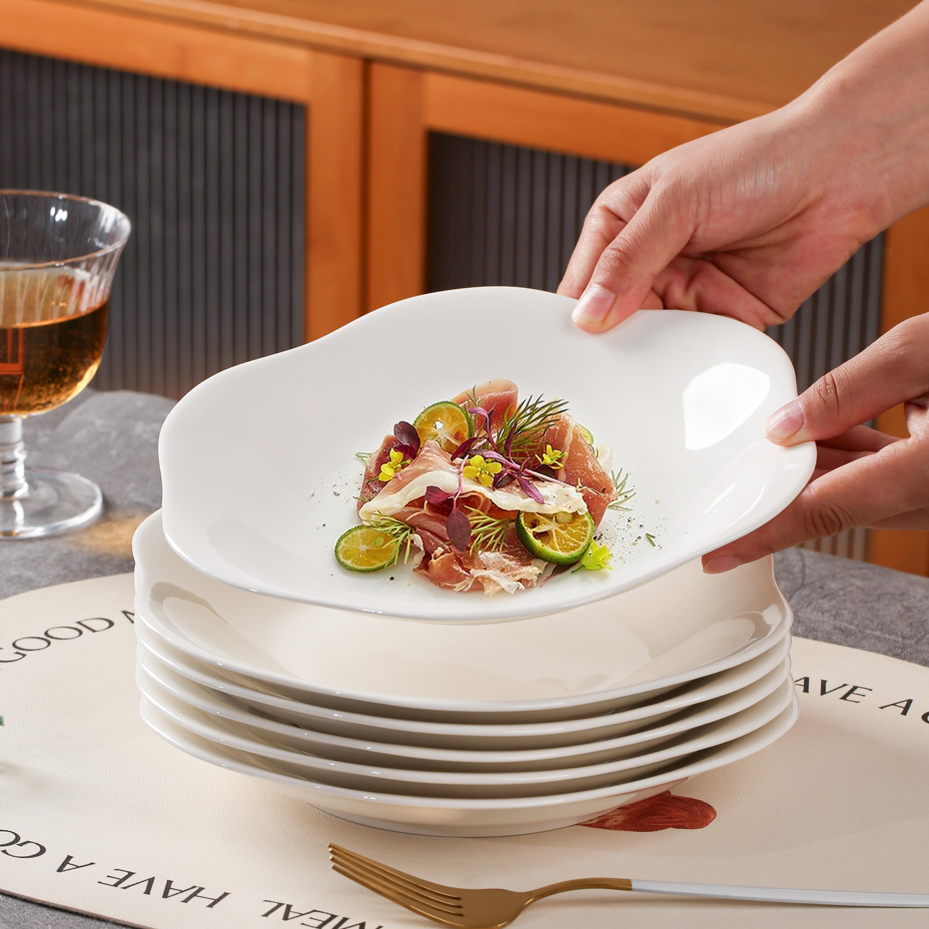 陶瓷盘子2025新款ins高颜值网红平盘菜盘陶瓷餐具沙拉盘花瓣盘