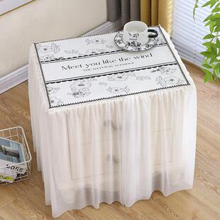 床头柜盖布防水防尘蕾丝布卧室床头柜盖多用途盖布遮丑通用盖布