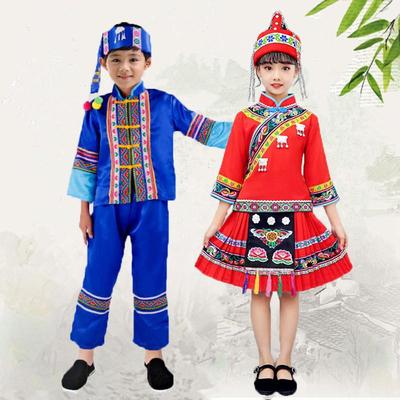儿童畲族服装女装三月三少数民族女童畲族传统舞蹈服装长袖新款男