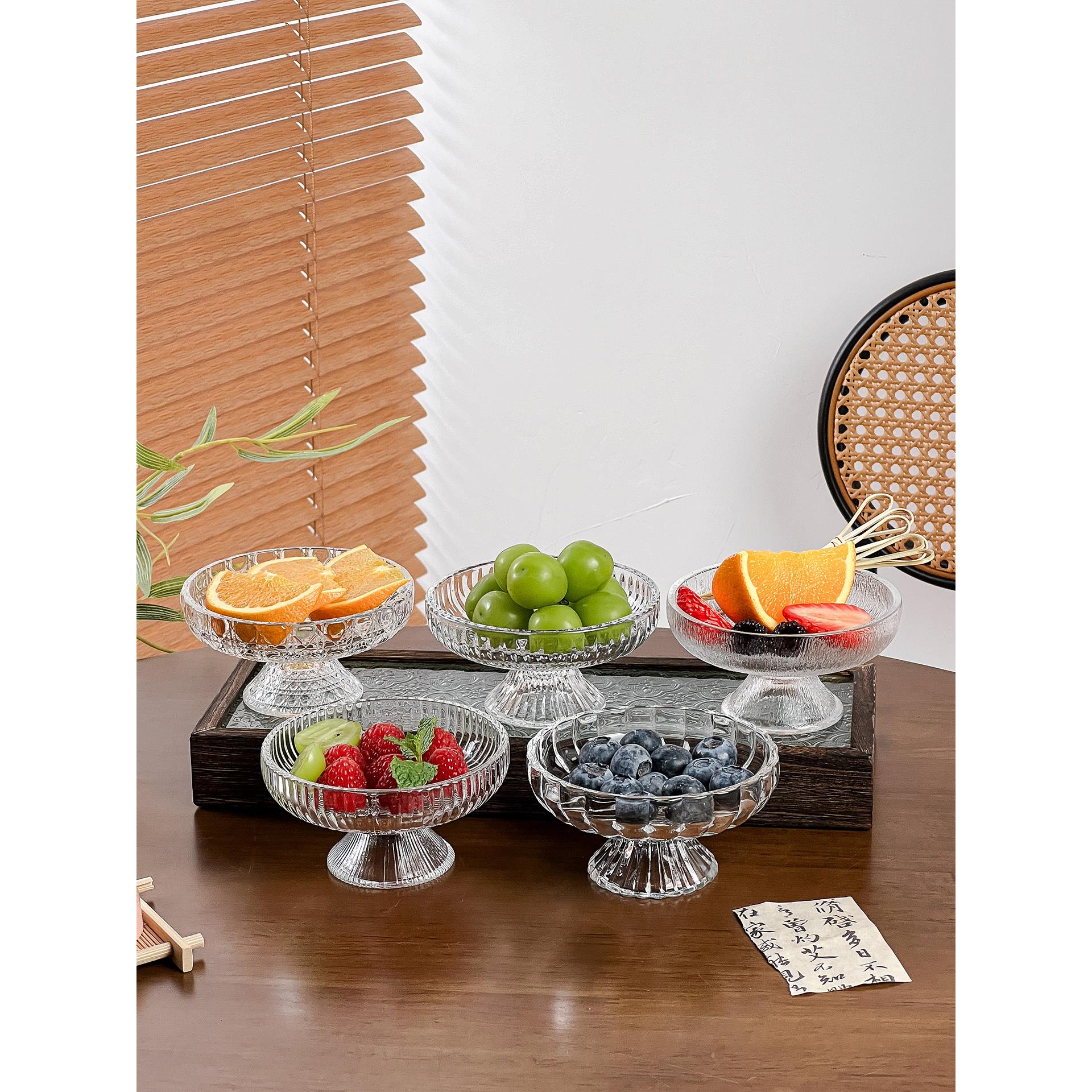 高颜值水果盘小精致浮雕茶点碟高脚盘糖果零食盘果盘创意甜点盘子