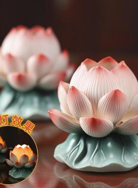 LED灯长明灯插电陶瓷灯佛灯家用佛前供佛观音财神灯莲花灯佛供灯
