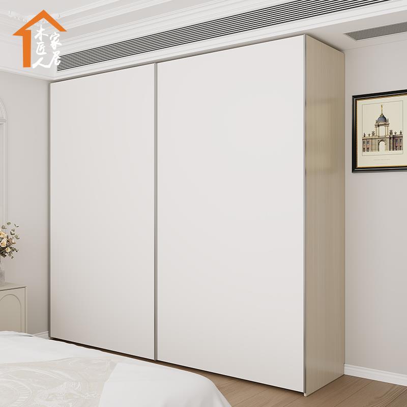 款推拉门衣柜一门到顶大板门白色卧室家用衣橱主流趟门柜定制尺寸