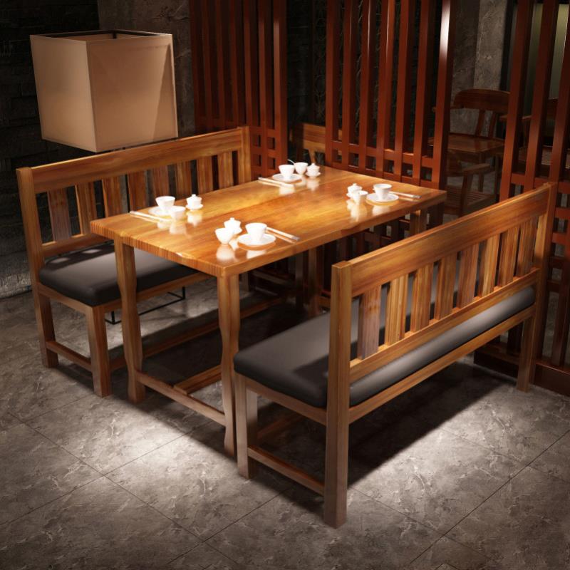实木餐桌椅饭店桌椅组合长方形餐桌长条桌饭厅面 面馆商用桌椅卡