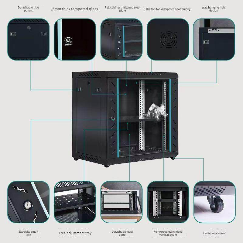 6u4u12u网络机柜小型2u9u弱电箱监设备控机柜壁挂家用挂墙
