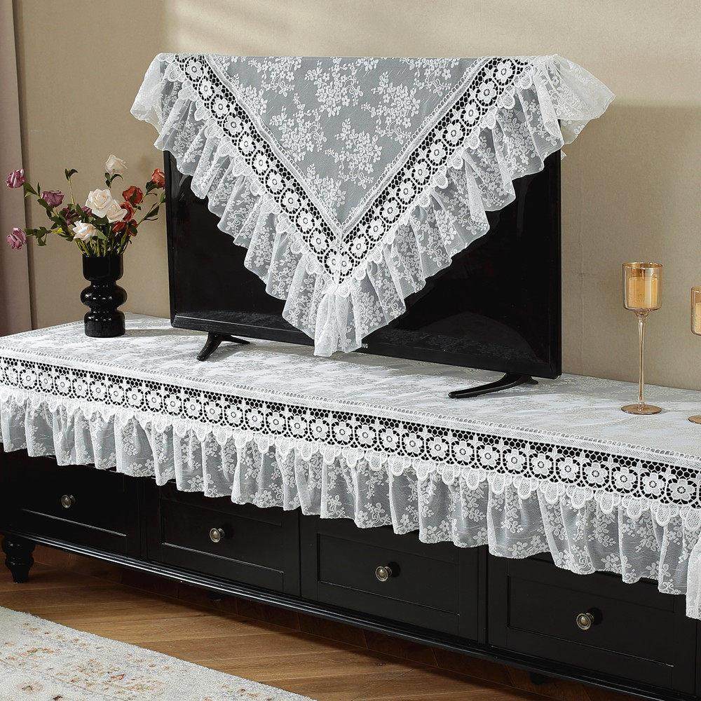 电视机防尘罩法式蕾丝电视柜桌布盖巾壁挂装饰电脑屏幕防尘罩盖巾,居家布艺,桌布,淘宝优惠券,粉丝福利购,淘宝优惠卷