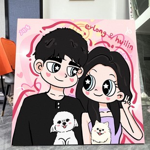 星蝶公我要变成装饰画油画布打印头像卡通有框画像定制真人照片