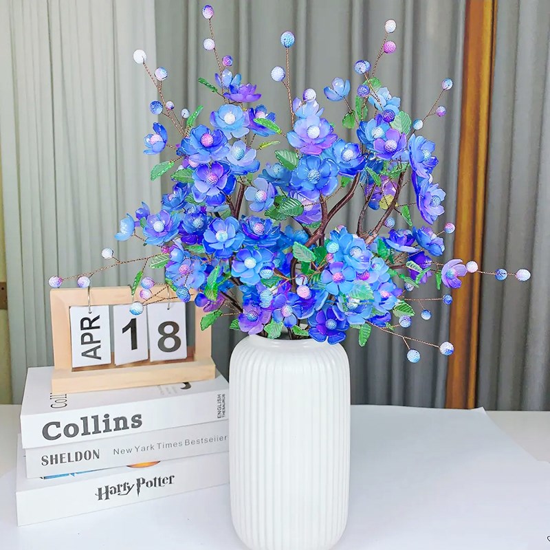 渐变牡丹花材料包手工DIY串珠条纹瓶花艺花束果冻炫彩仿真花