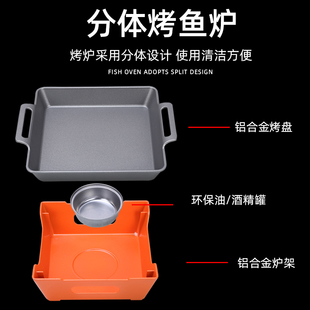 烤鱼炉长方形商用酒精炭火烤炉粘烤鱼盘干锅牛蛙锅小份烤鱼