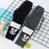 女童打底裤 子童装 秋冬保暖儿童卡通兔子警官洋气宝宝外穿薄绒款 裤