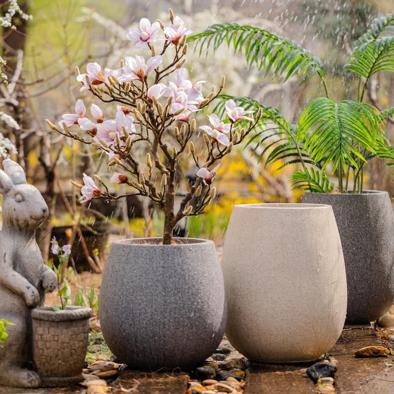 北欧侘极简镁泥花地装盆家居饰客厅TC40193阳台寂风落彷水泥大号