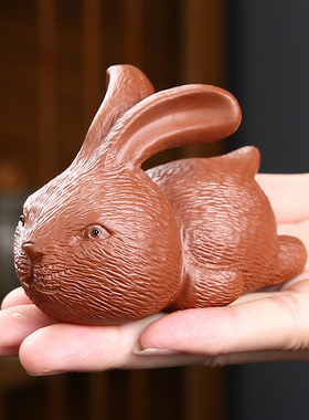 十二生肖兔子家居装饰客厅玄关办公室茶室茶桌面摆件精品茶宠茶玩