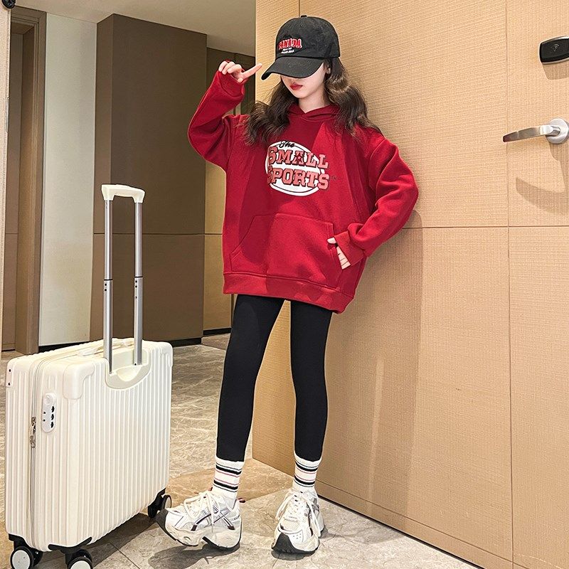 女童打底裤春秋款儿童女孩纯棉裤子外穿秋冬装高腰紧身裤加绒加厚