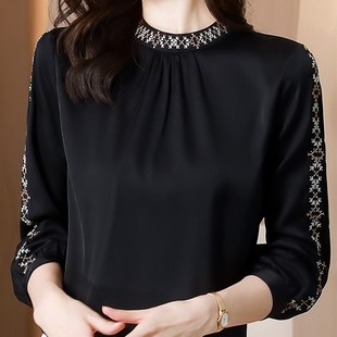 红色本命年衬衫女士高端小衫新款雪纺上衣洋气时尚中装高级感衬衣