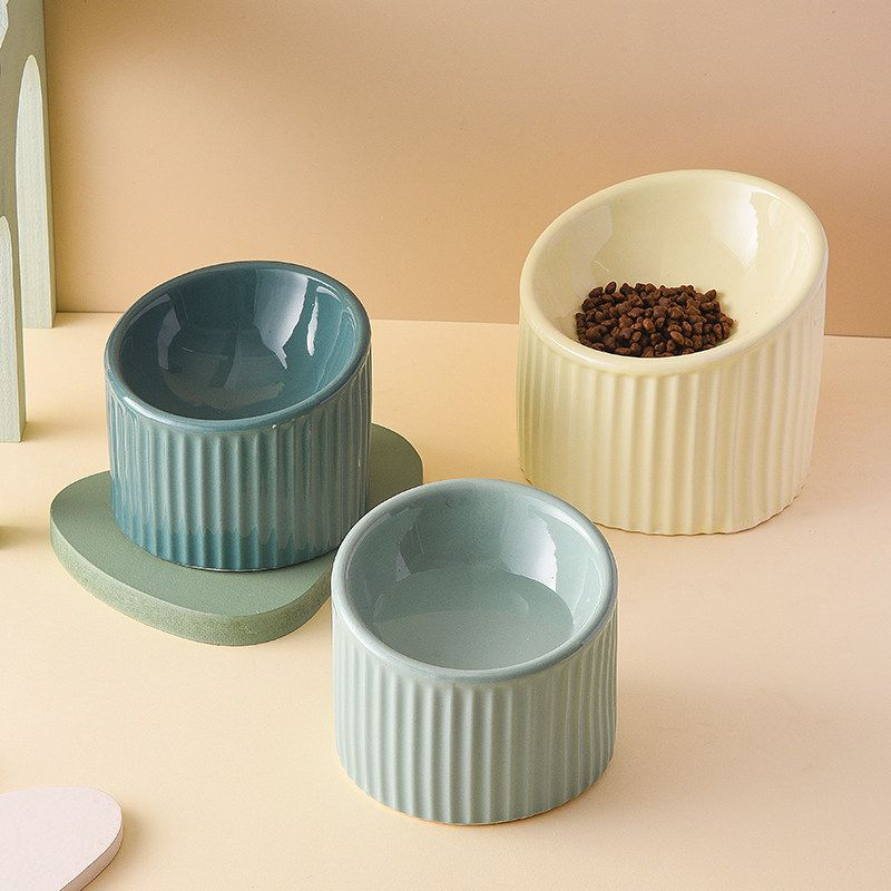 猫碗陶瓷高脚保护颈椎竖纹防打翻宠物碗猫咪喝水斜口食盆宠物用品,宠物/宠物食品及用品,猫狗碗/慢食碗,淘宝优惠券,粉丝福利购,淘宝优惠卷