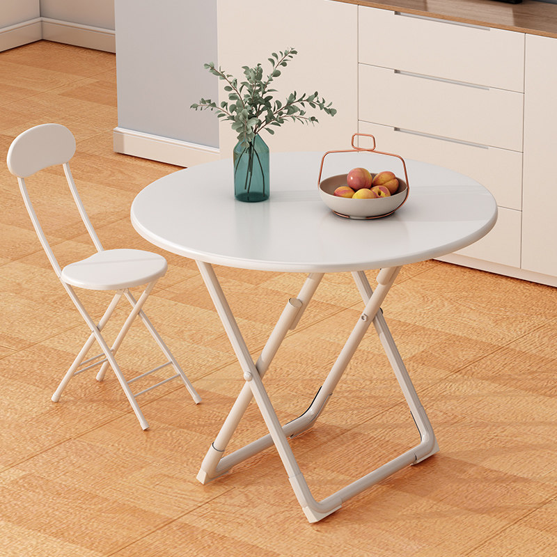 折叠桌餐桌家用圆桌小户型简易吃饭方桌便携户外摆摊折叠桌椅组合