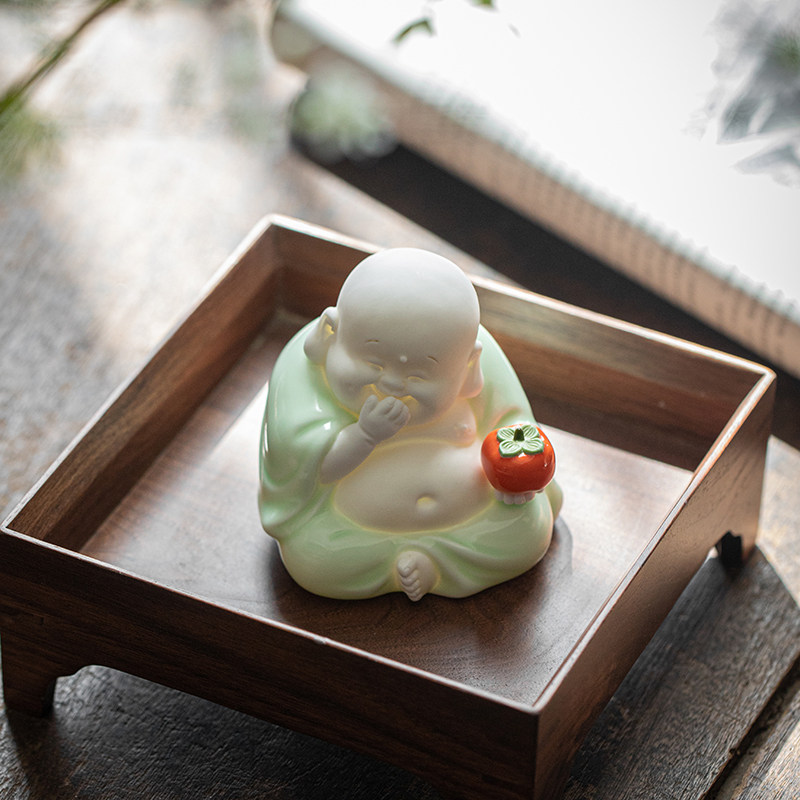 久造陶瓷弥勒佛汽车摆件客厅家居大肚佛桌面装饰品车载笑佛工艺品