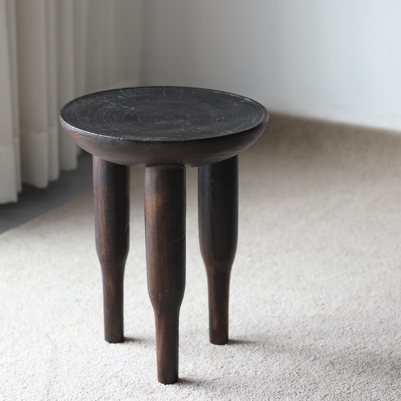复古风个性手作中古小圆凳民宿酒店高级艺术装饰边几角几高脚凳