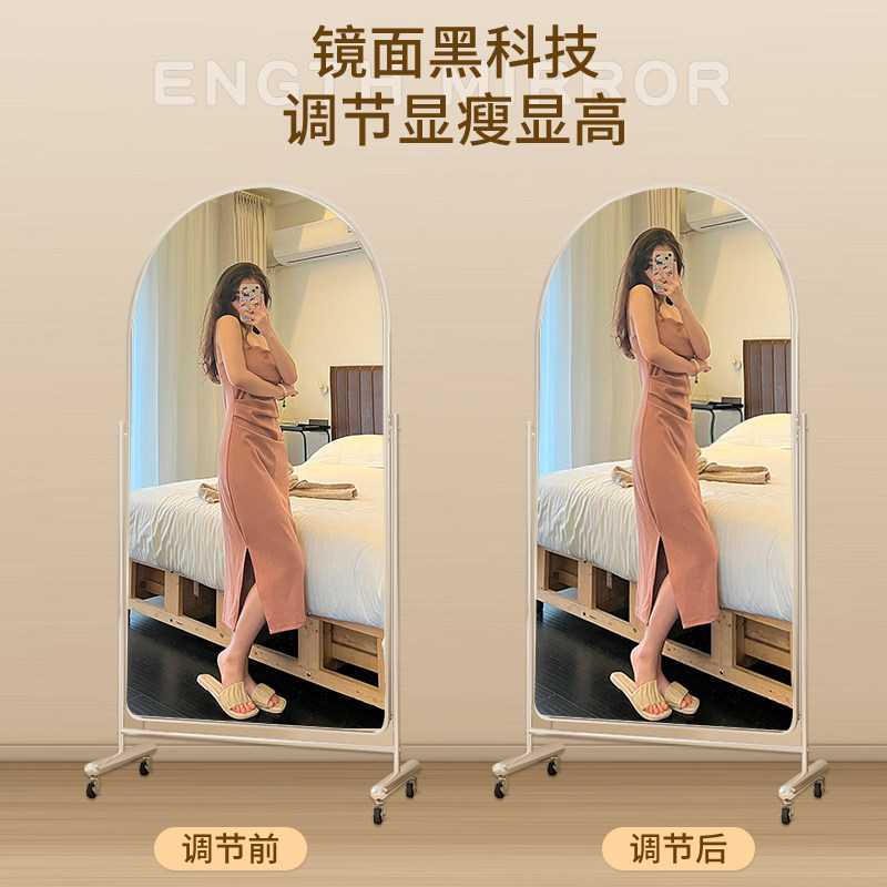 不锈钢全身镜服装店可移动全身镜家用显瘦落地全身镜卧室直播镜子