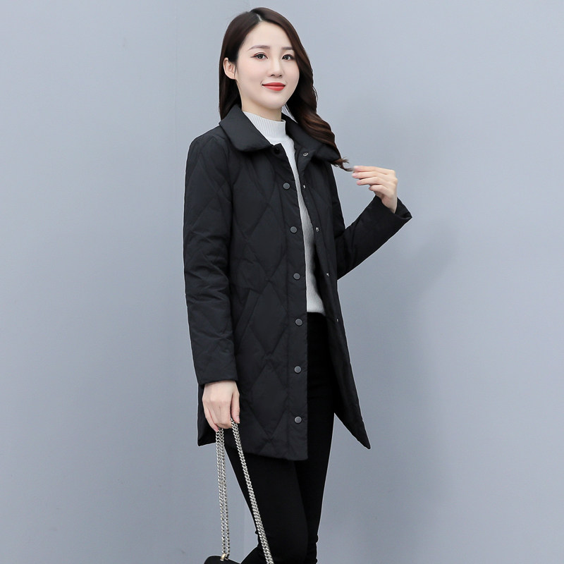 轻薄羽绒服女中长版2023年冬季新款工装修身设计感敲气质女士外套