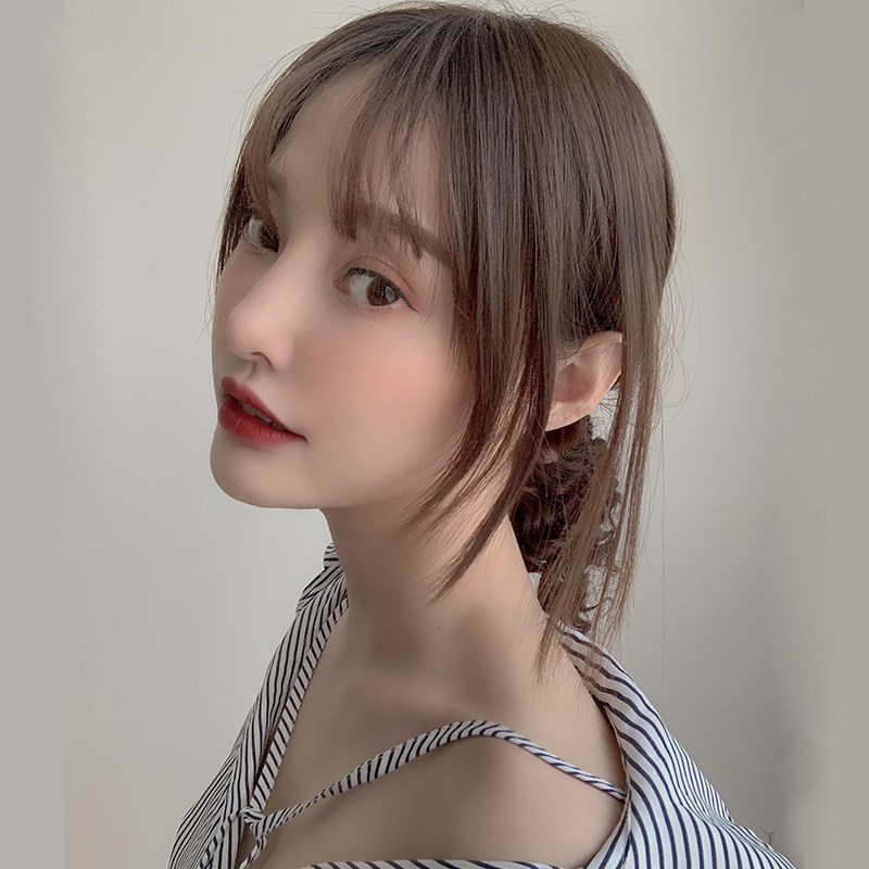 真人发迷你卷发低马尾假发片绑带式小卷发包式短发玉米烫自然隐形