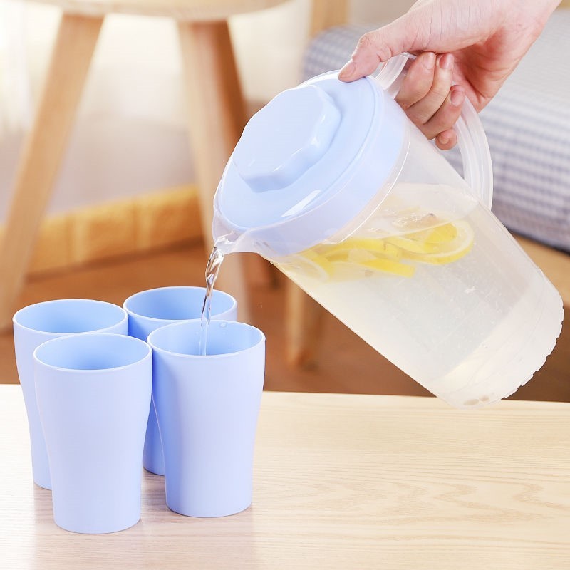 冷水壶耐高温大容量塑料凉水壶豆浆果汁花茶壶水杯扎壶 带茶隔2L